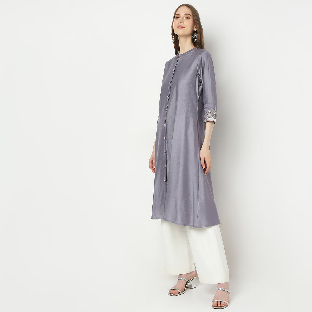 Flare Fit Embroidered Kurta