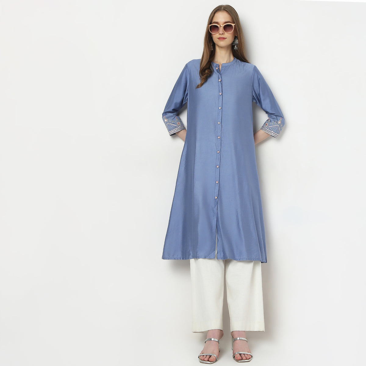 Flare Fit Embroidered Kurta