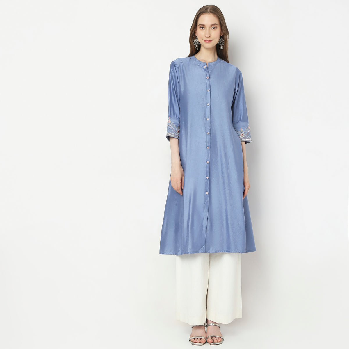 Flare Fit Embroidered Kurta