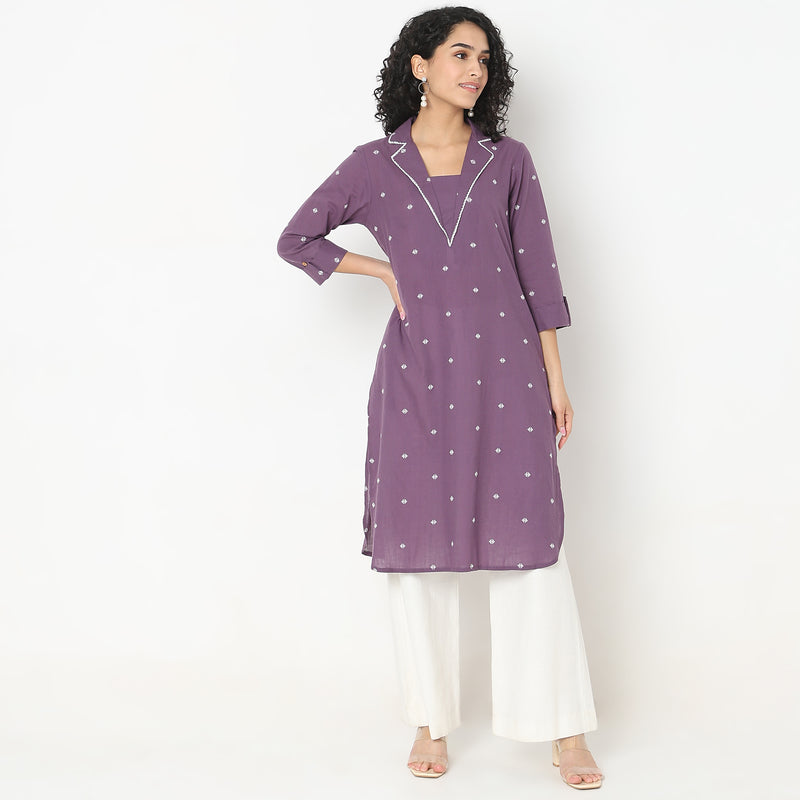 Flare Fit Embroidered Kurta