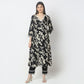 A-Line Printed Knee Length V-Neck Flared Kurta
