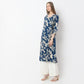 A-Line Printed Knee Length V-Neck Flared Kurta