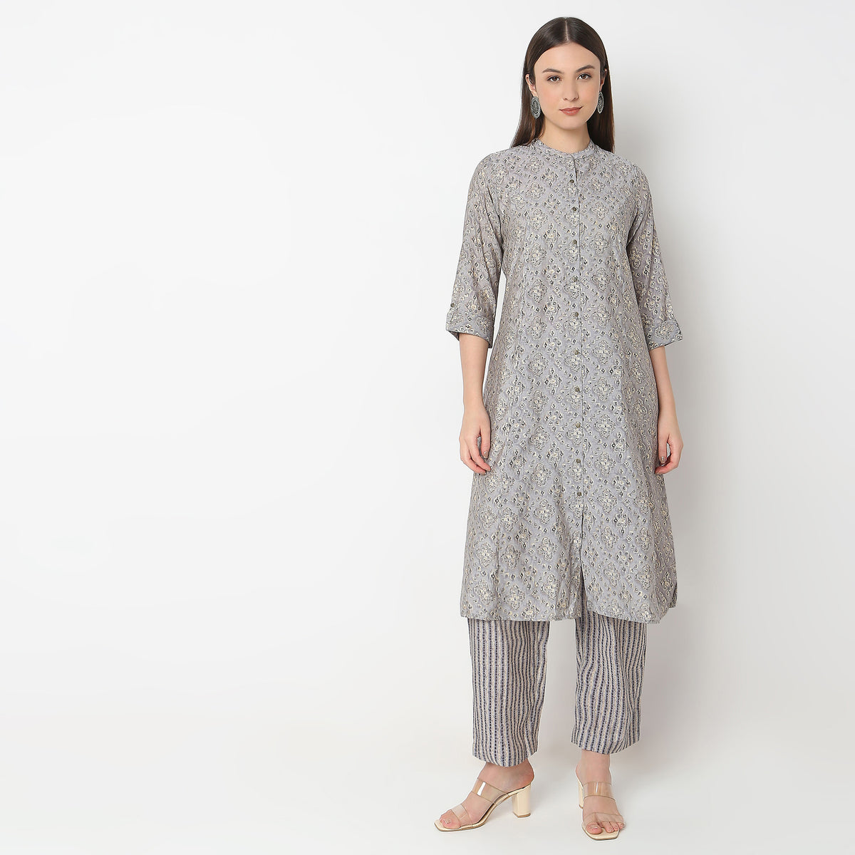 Flare Fit Printed Kurta with Pant Set