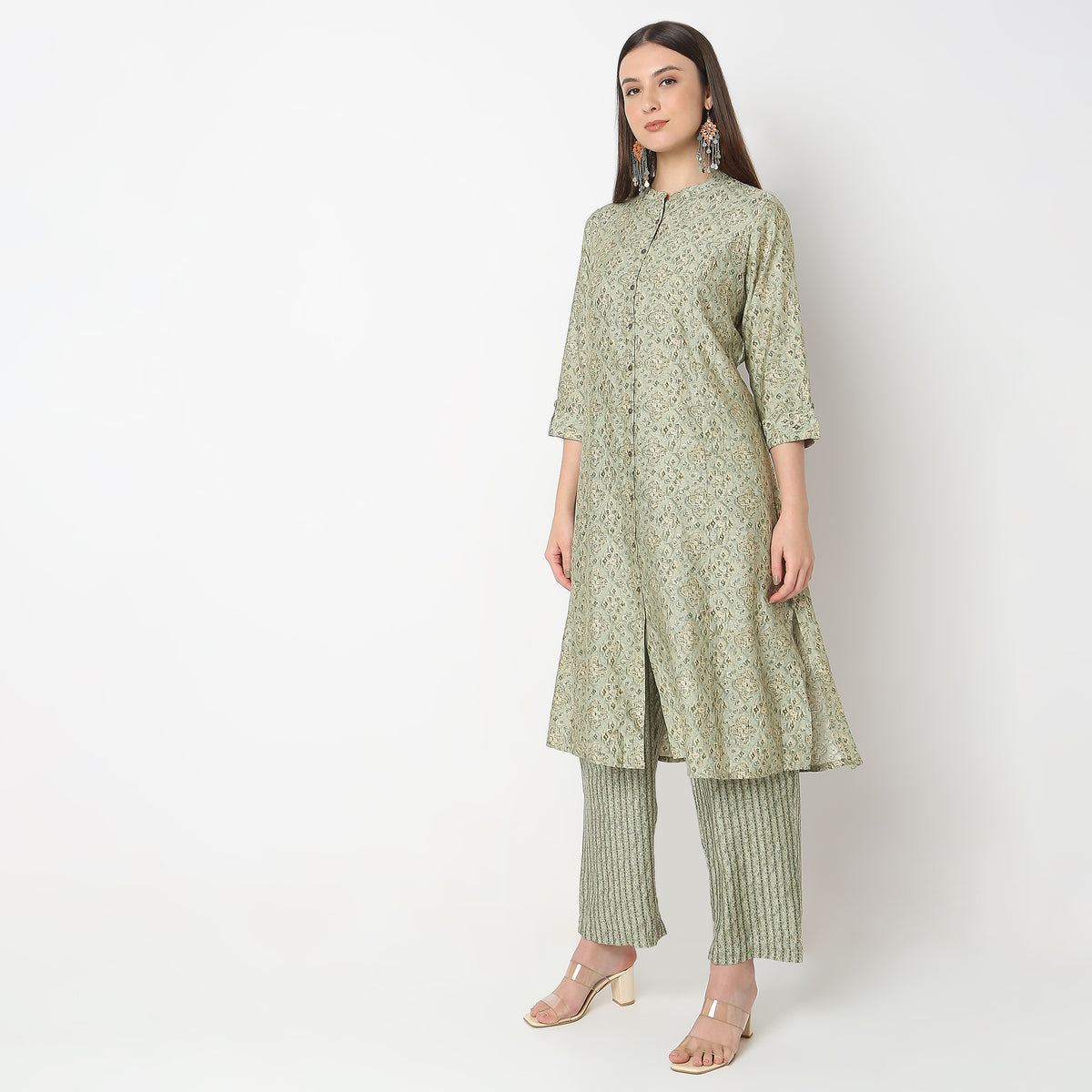 Flare Fit Printed Kurta with Pant Set