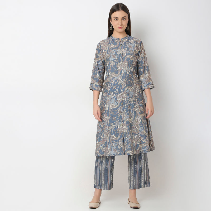 Flare Fit Printed Kurta with Pant Set