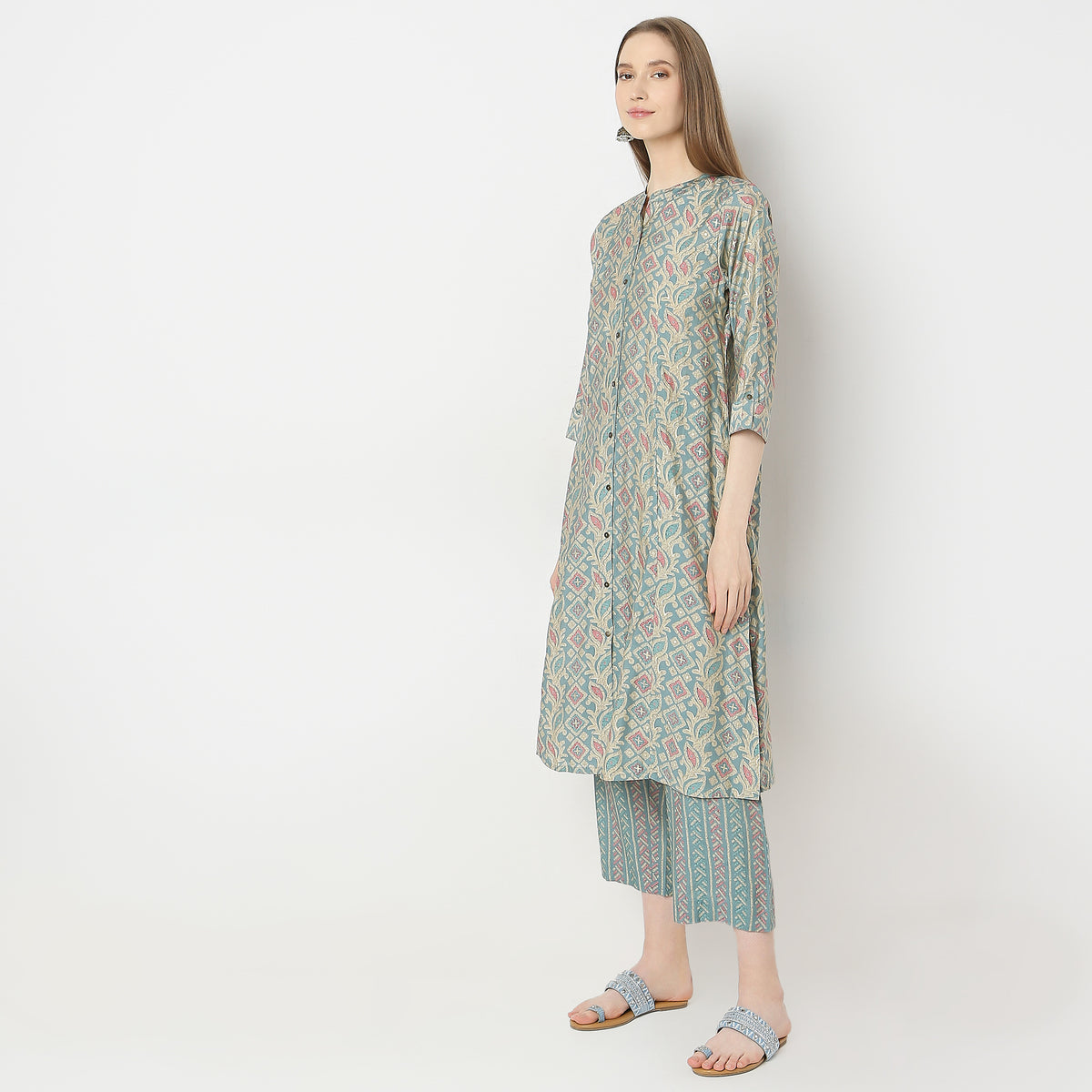 Flare Fit Printed Kurta with Pyjama Set