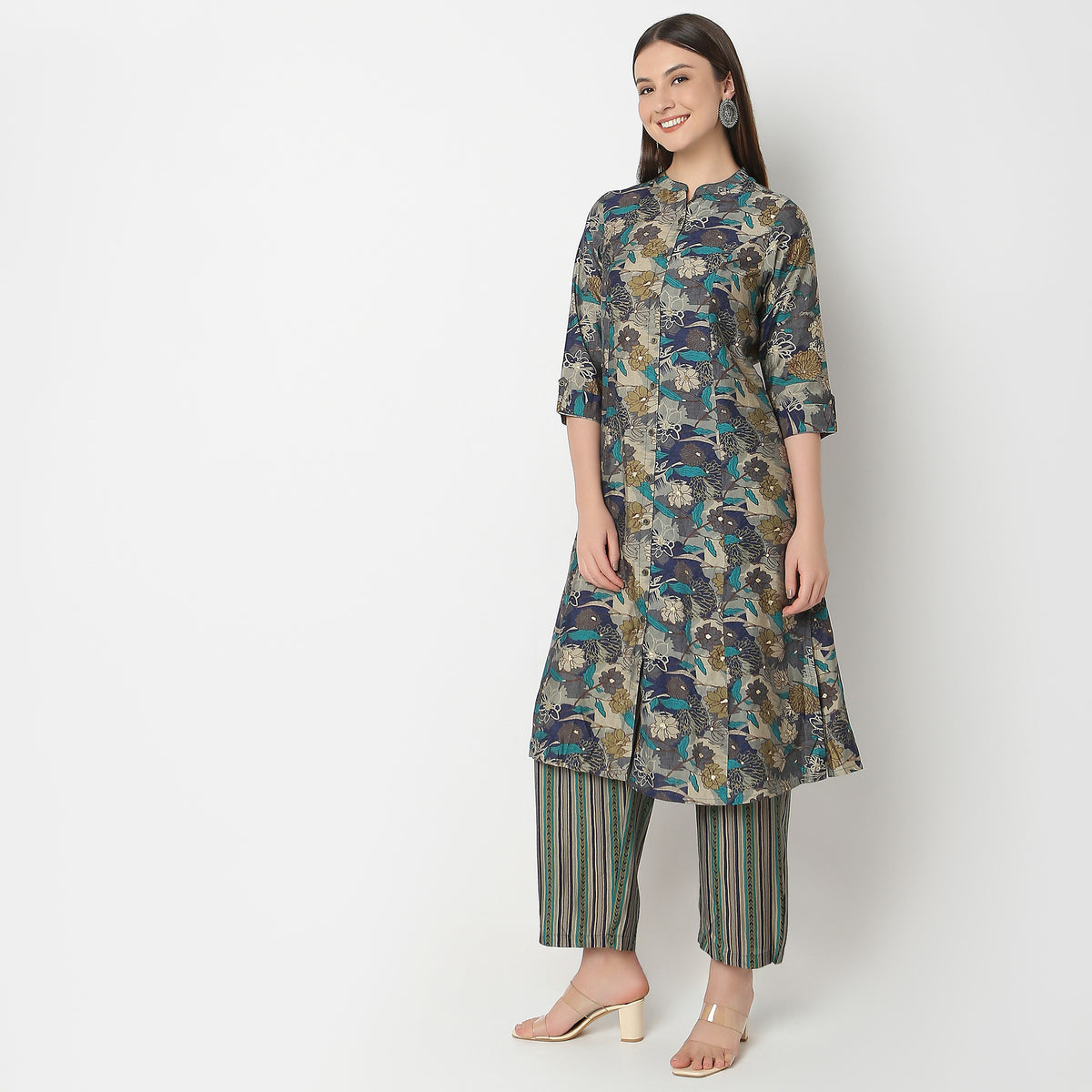 Flare Fit Printed Kurta with Pant Set