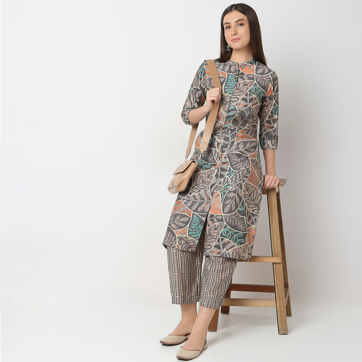 Regular Fit Printed Kurta with Pant Set