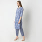 Regular Fit Printed V Neck Kurta with Pant Set