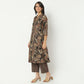 Regular Fit Printed Band Collar Kurta with Pant Set