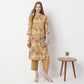A-Line Printed Band Collar Kurta with Pant Set