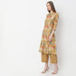 A-Line Printed Band Collar Kurta with Pant Set
