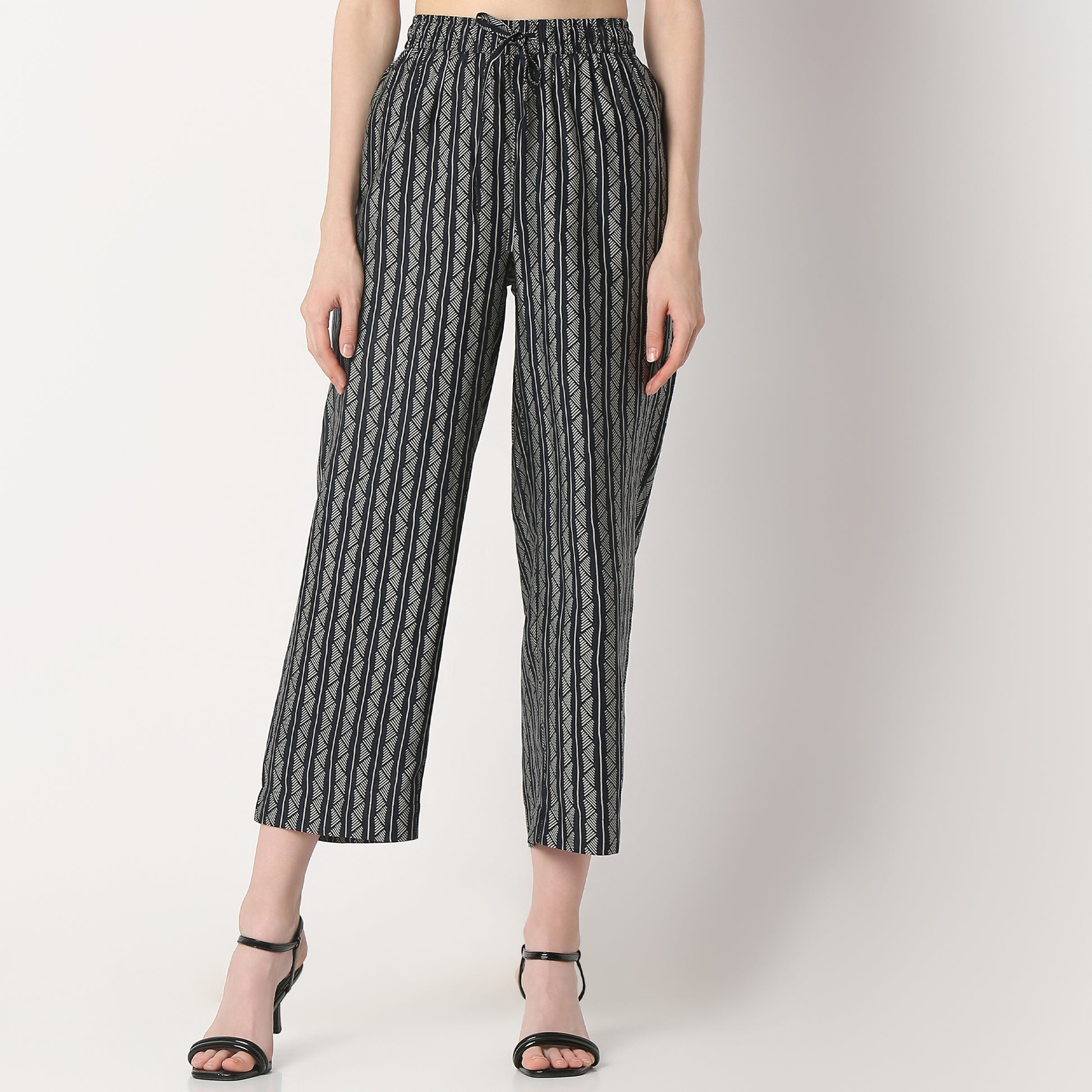 Regular Fit Printed Band Collar Kurta with Pant Set