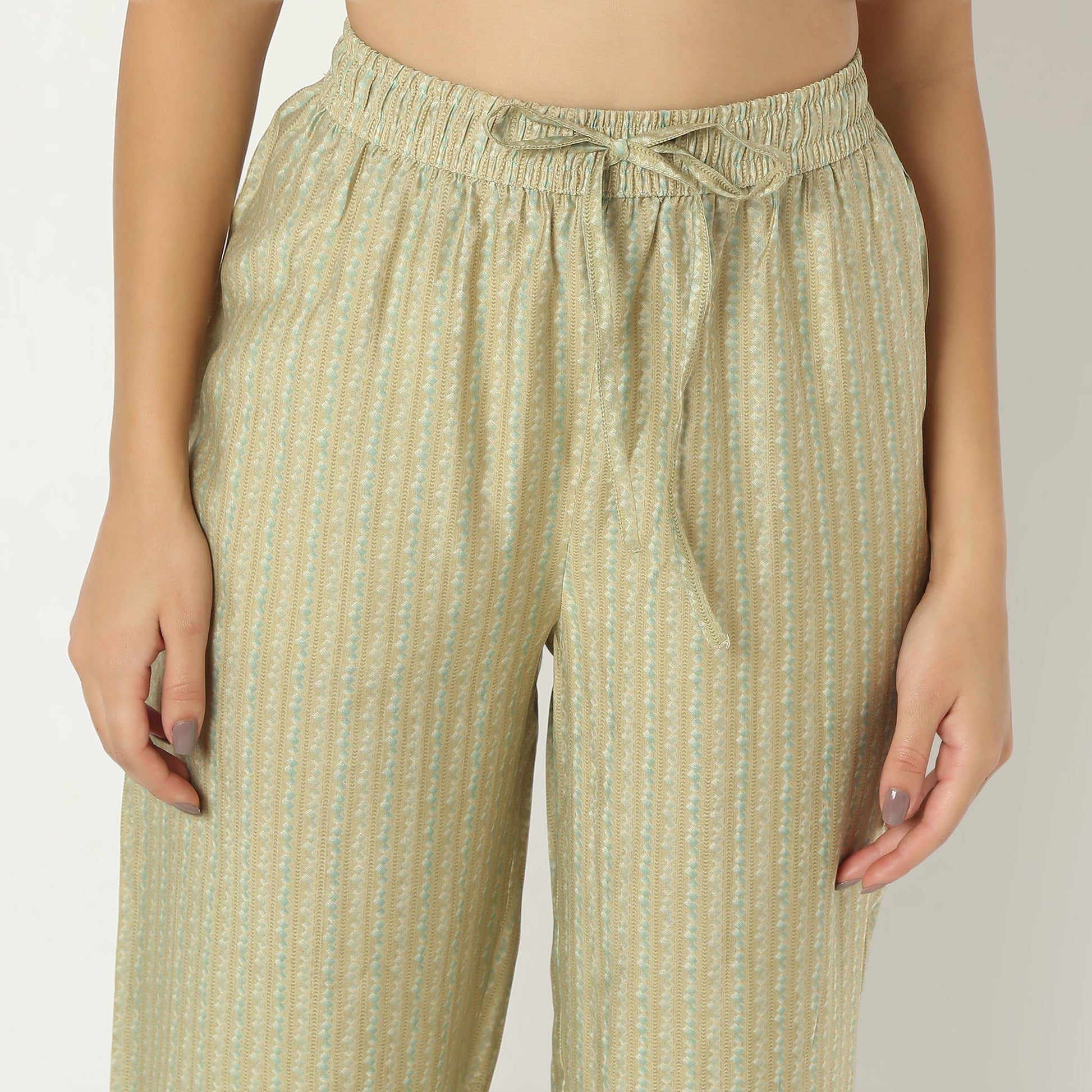 Regular Fit Printed Band Collar Kurta with Pant Set