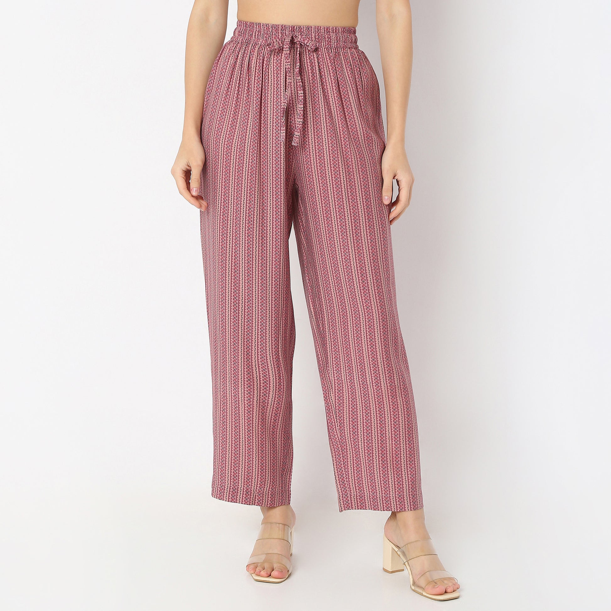 A-Line Printed Band Collar Kurta with Pant Set