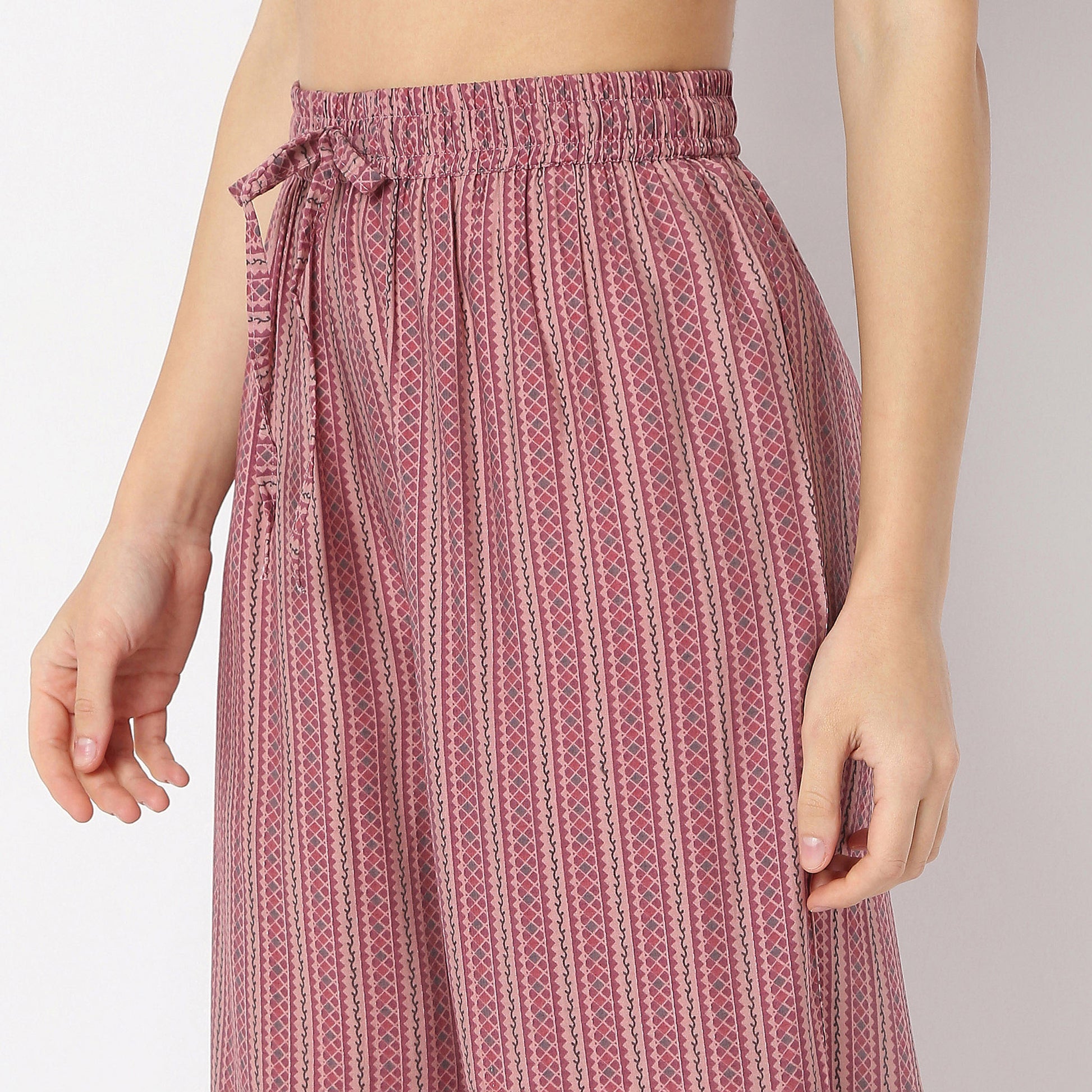 A-Line Printed Band Collar Kurta with Pant Set