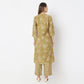 A-Line Printed Band Collar Kurta with Pant Set