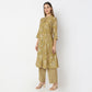 A-Line Printed Band Collar Kurta with Pant Set