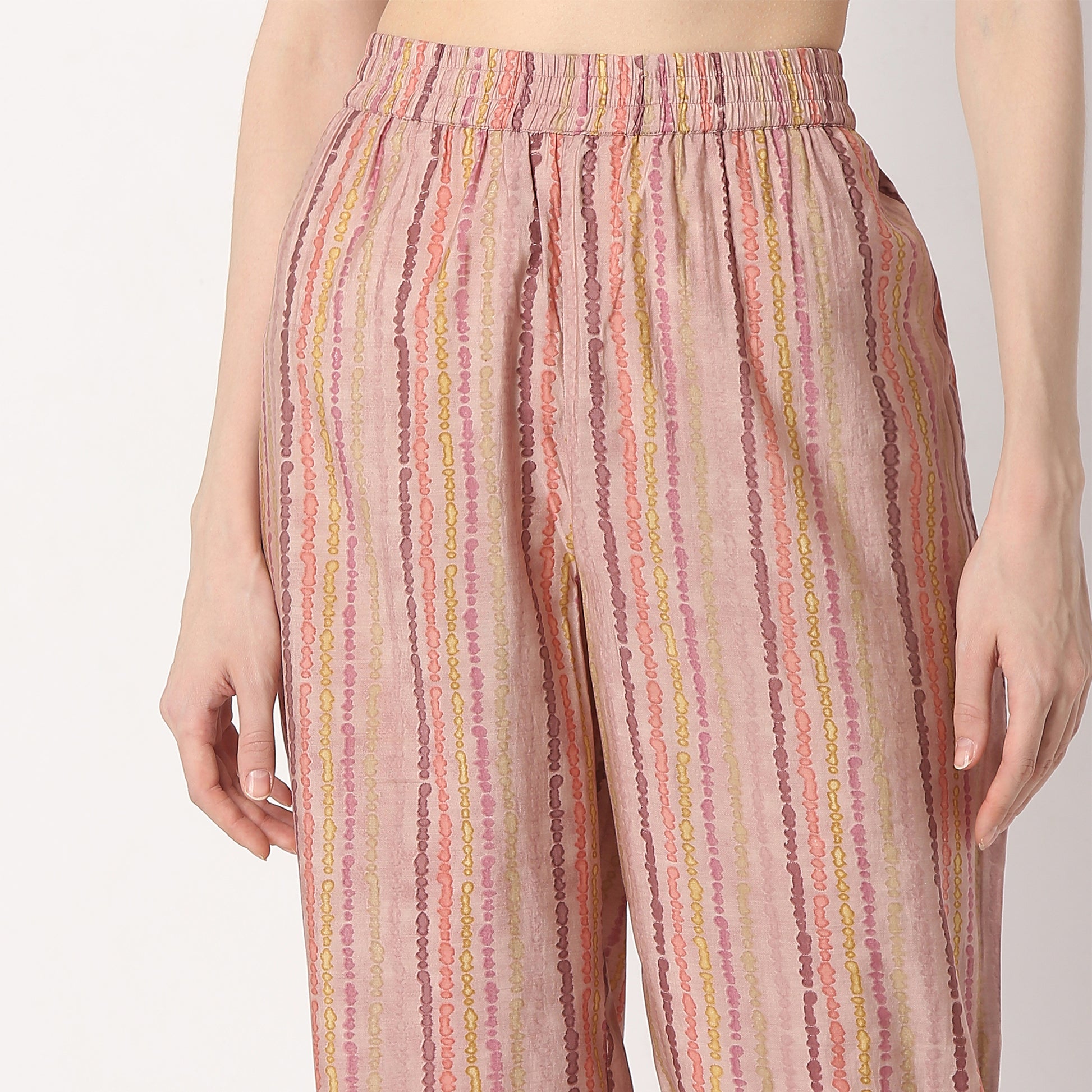 Regular Fit Printed Band Collar Kurta with Pant Set