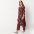 Printed Calf Length V Neck Straight Kurta with Pant Set