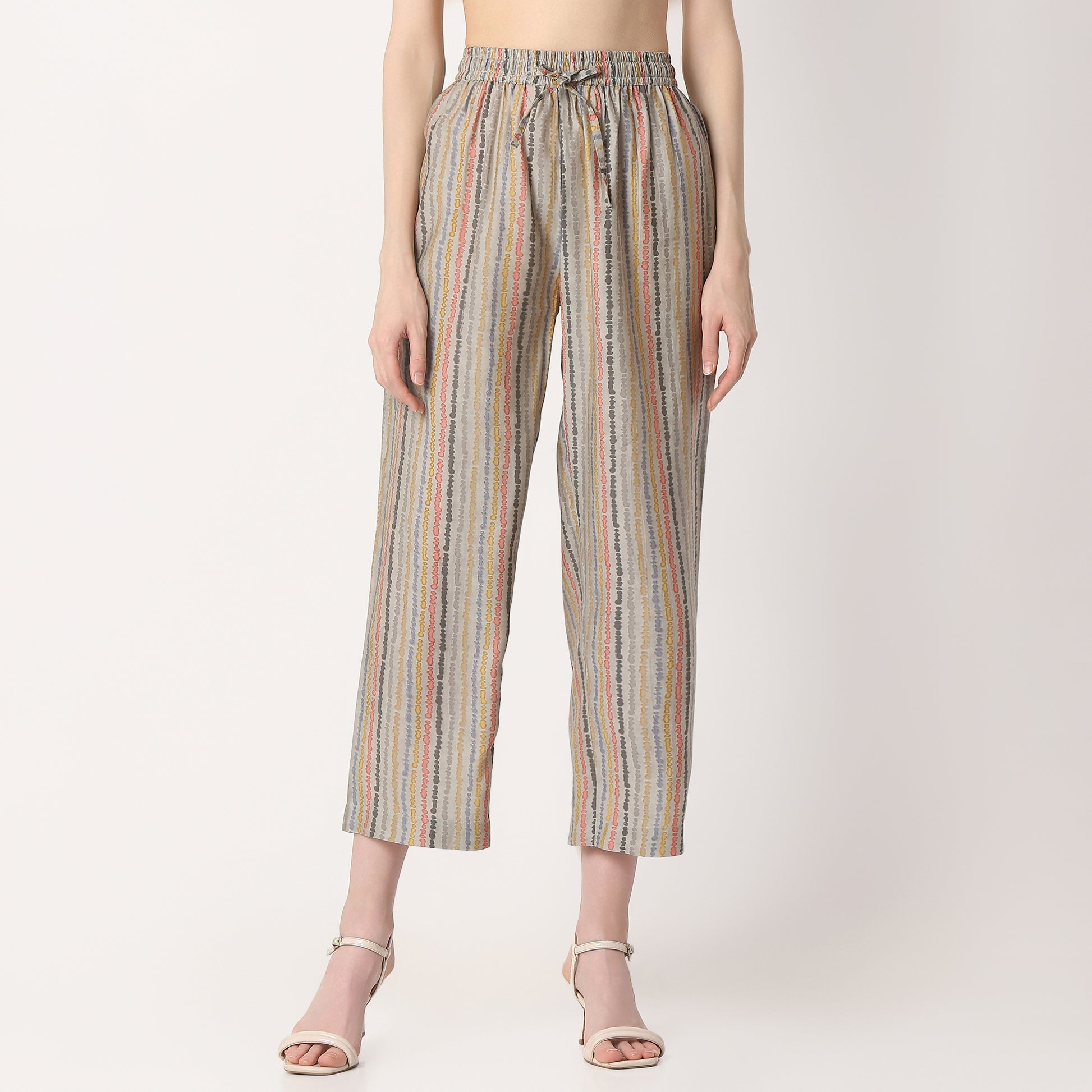 Regular Fit Printed V Neck Kurta with Pant Set