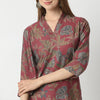 Regular Fit Printed V Neck Kurta with Pant Set