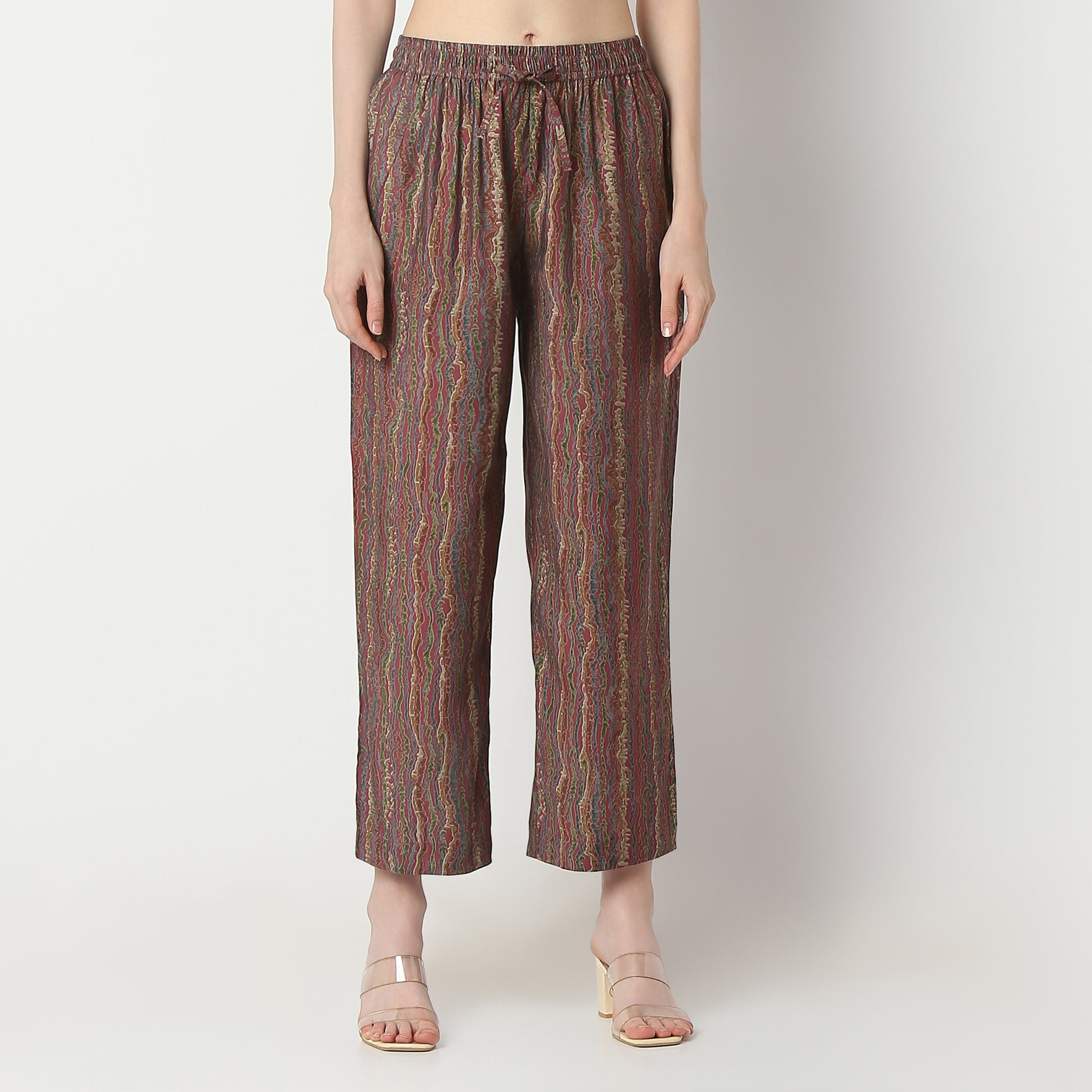 Regular Fit Printed V Neck Kurta with Pant Set