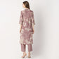 Regular Fit Printed V Neck Kurta with Pant Set