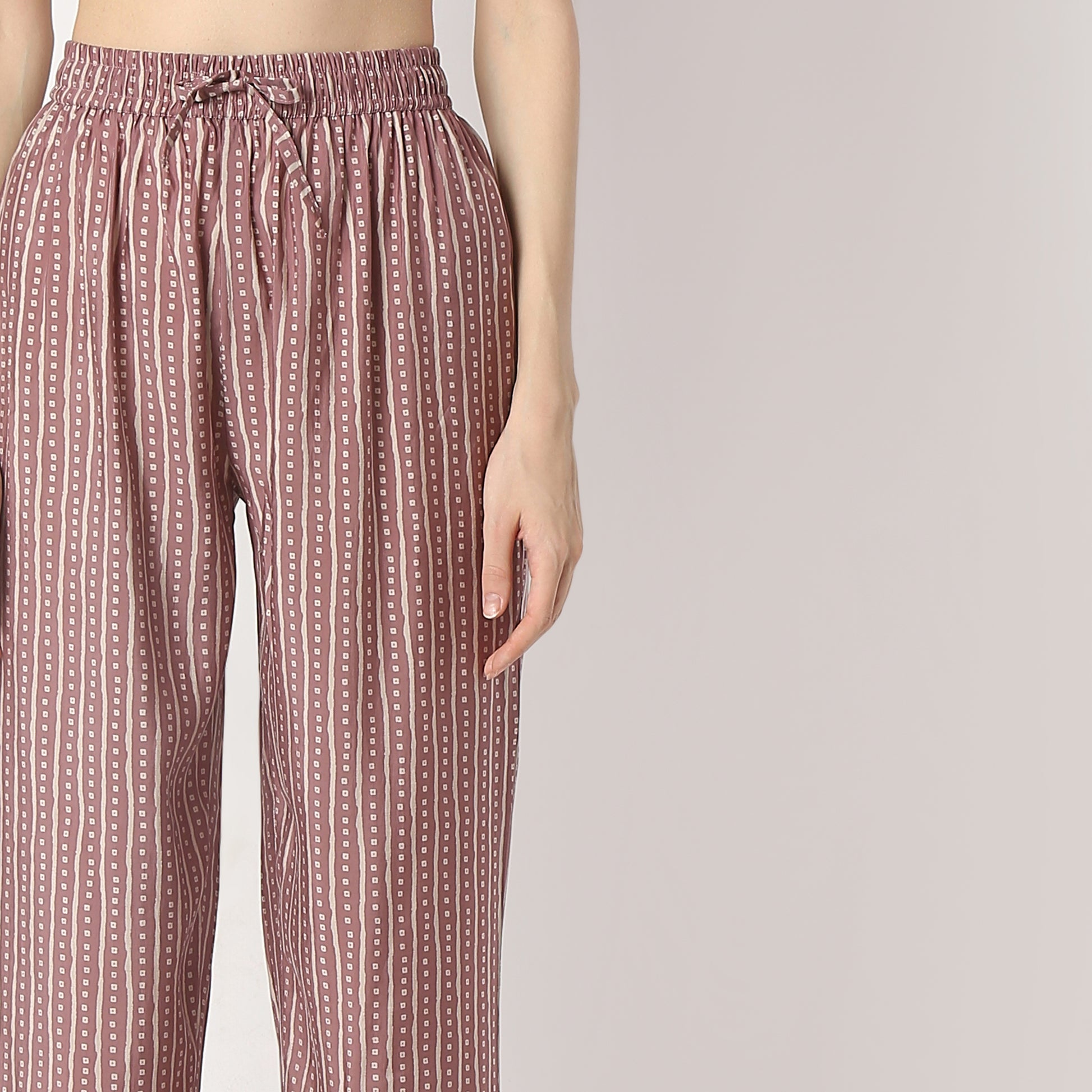 Regular Fit Printed V Neck Kurta with Pant Set