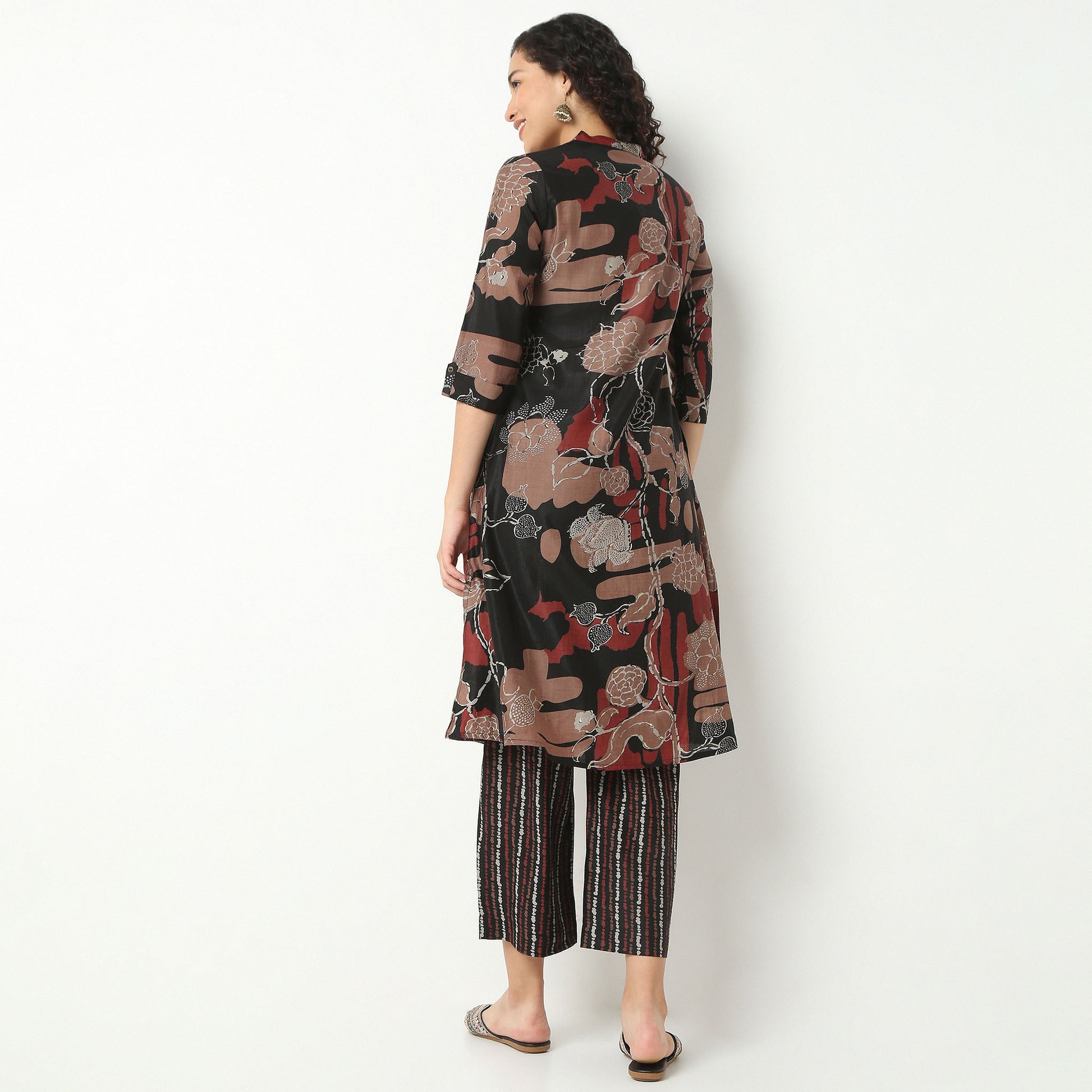 Band Neck Kurta With Pant Set