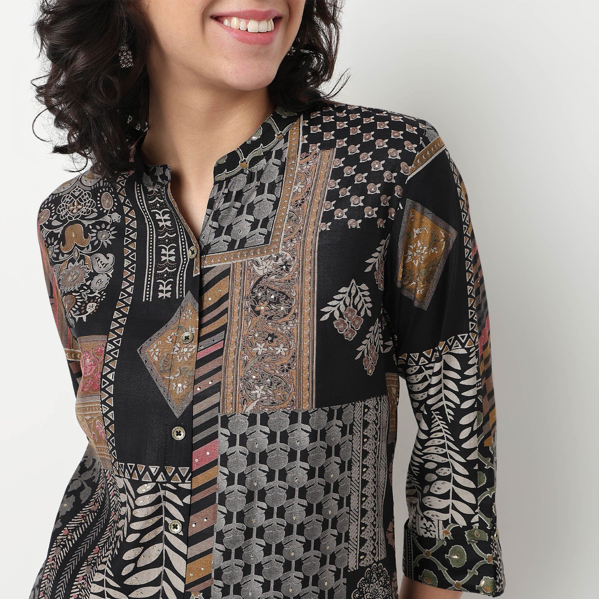 Order Now Women Print Band Neck Straight Regular Fit Mid Rise Ethnic Wear Kurta Set by Style Union