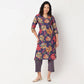 V-Neck Printed Kurta with Pant Set