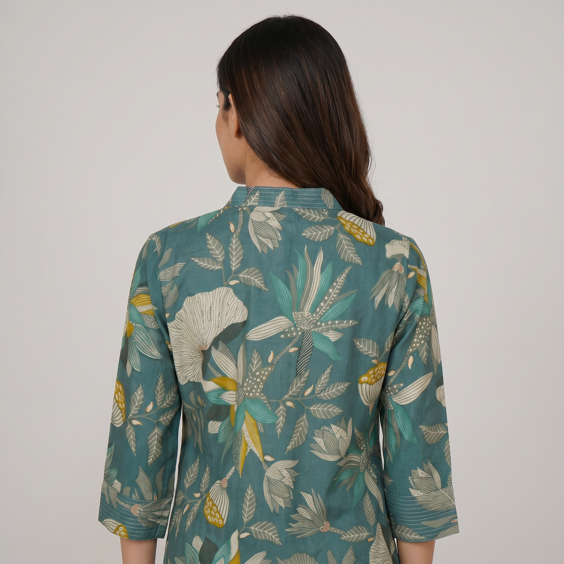Printed V-Neck Kurta with Pant Set