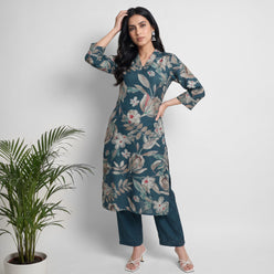 Printed V-Neck Flared Ethnic Sets