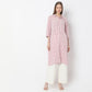 Striped Knee Length Coller Embroidered Straight Fit Kurta