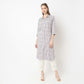 Striped Knee Length Coller Embroidered Straight Fit Kurta