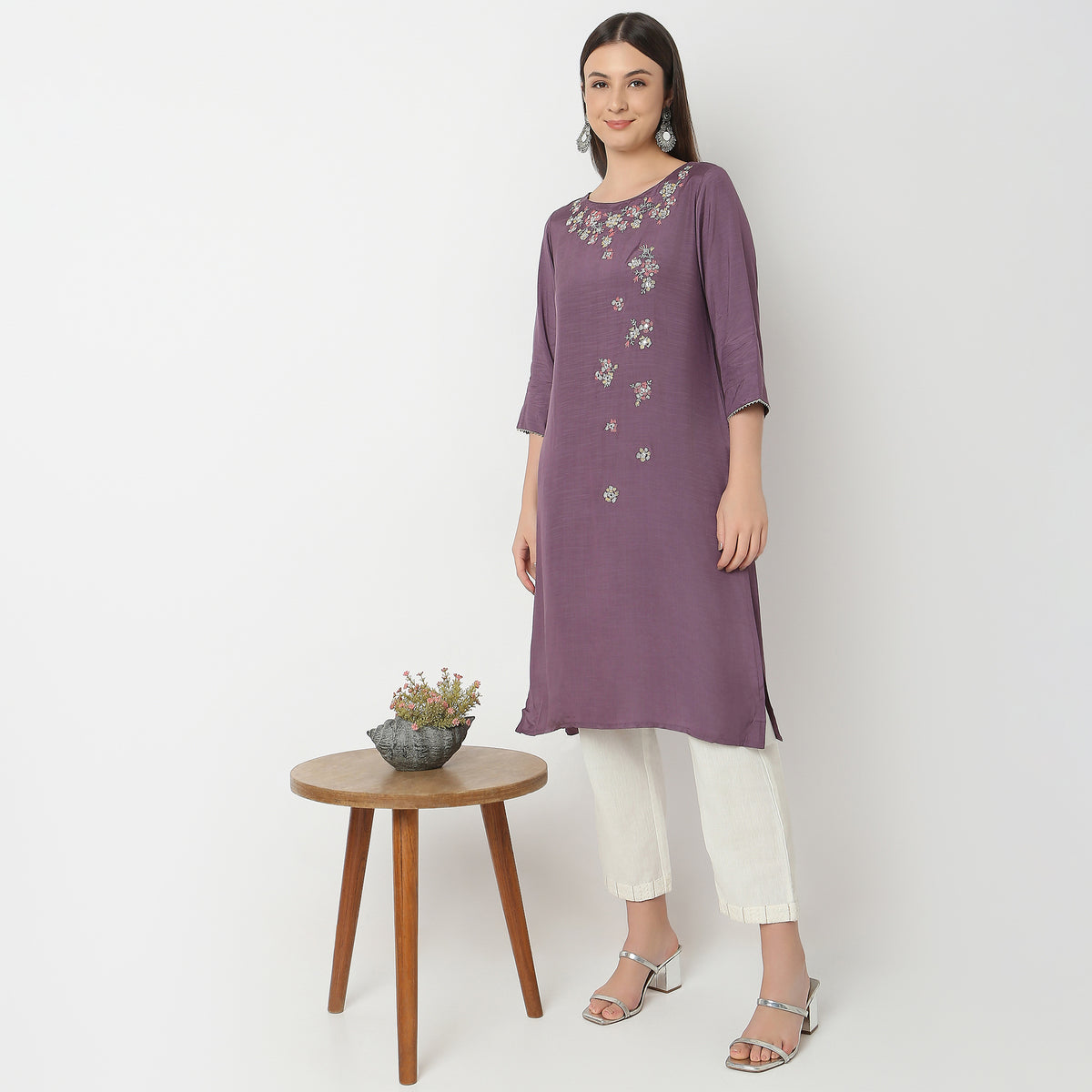 Flare Fit Embroidered A-Line Kurta