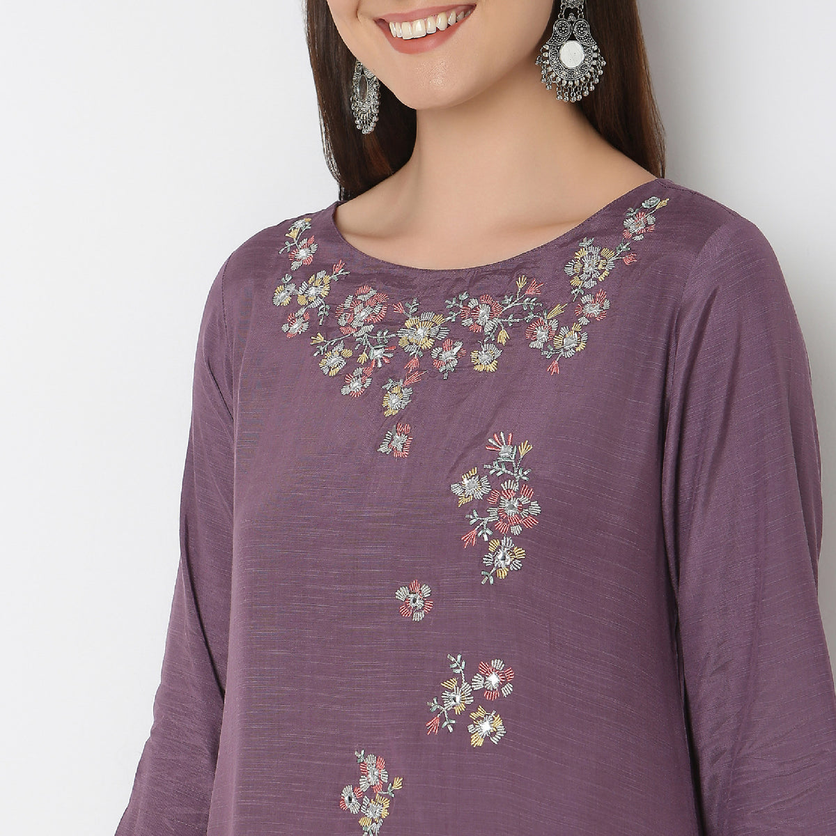 Flare Fit Embroidered A-Line Kurta