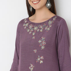 Flare Fit Embroidered A-Line Kurta