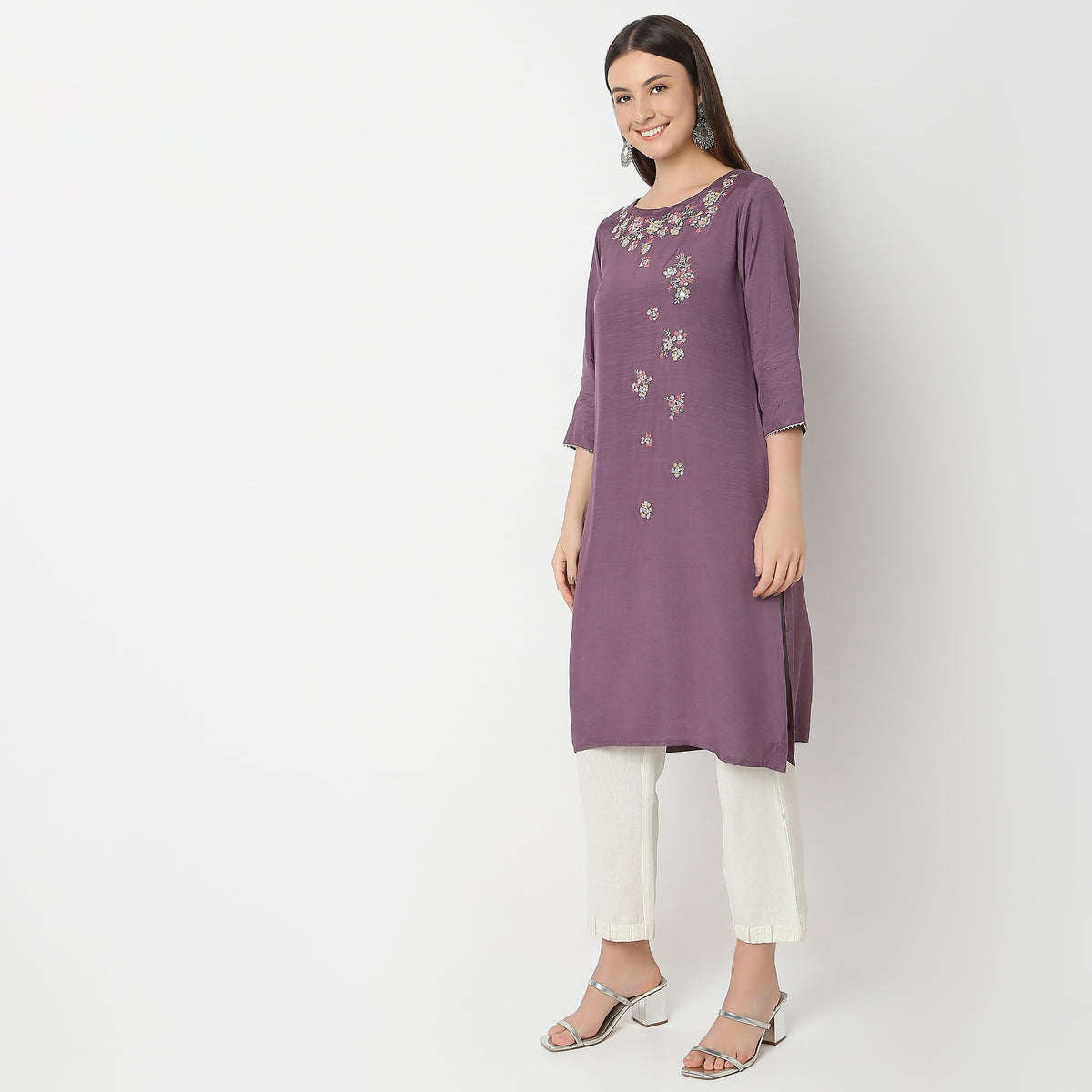 Flare Fit Embroidered A-Line Kurta