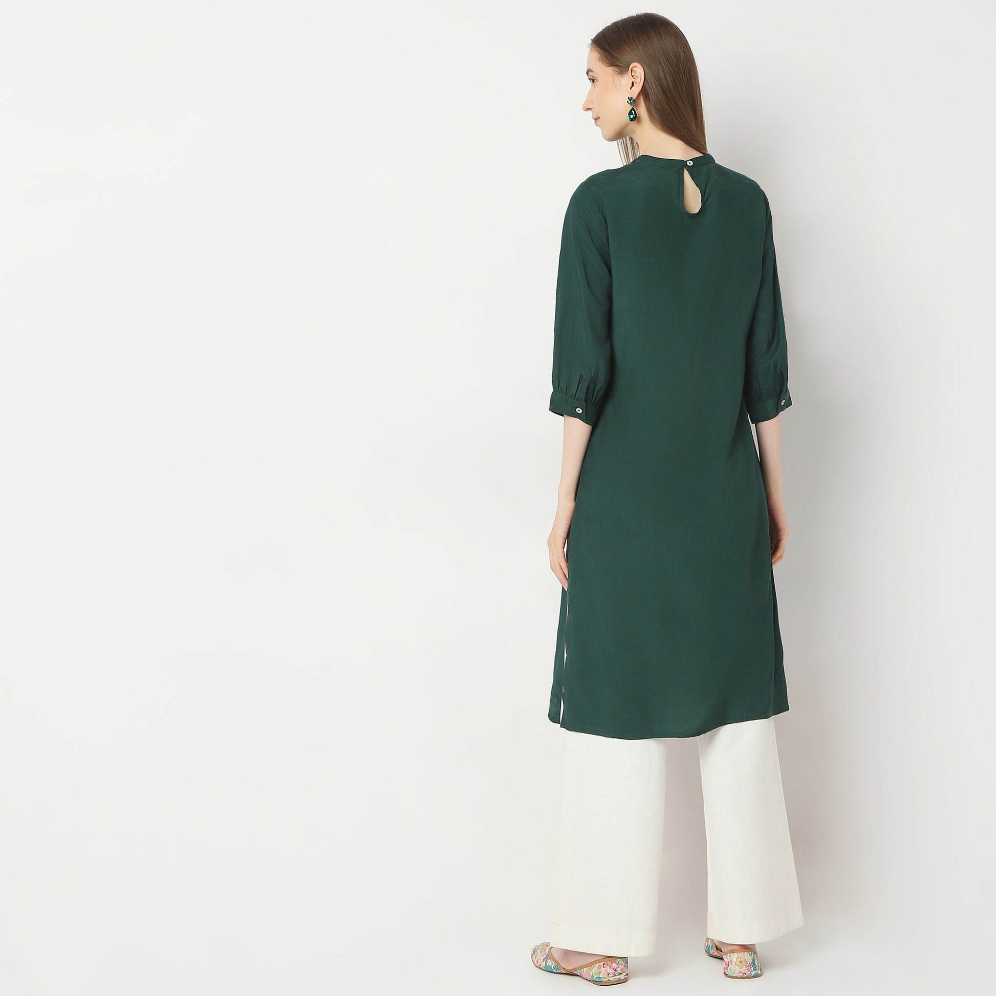 Flare Fit Embroidered Kurta