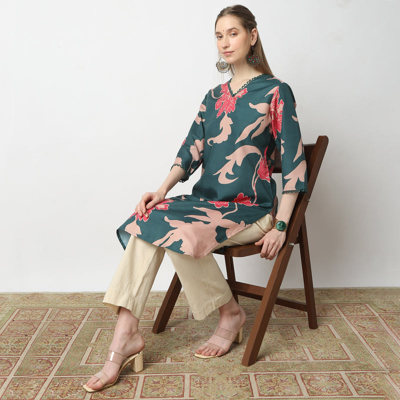 Flare Fit Printed Kurta