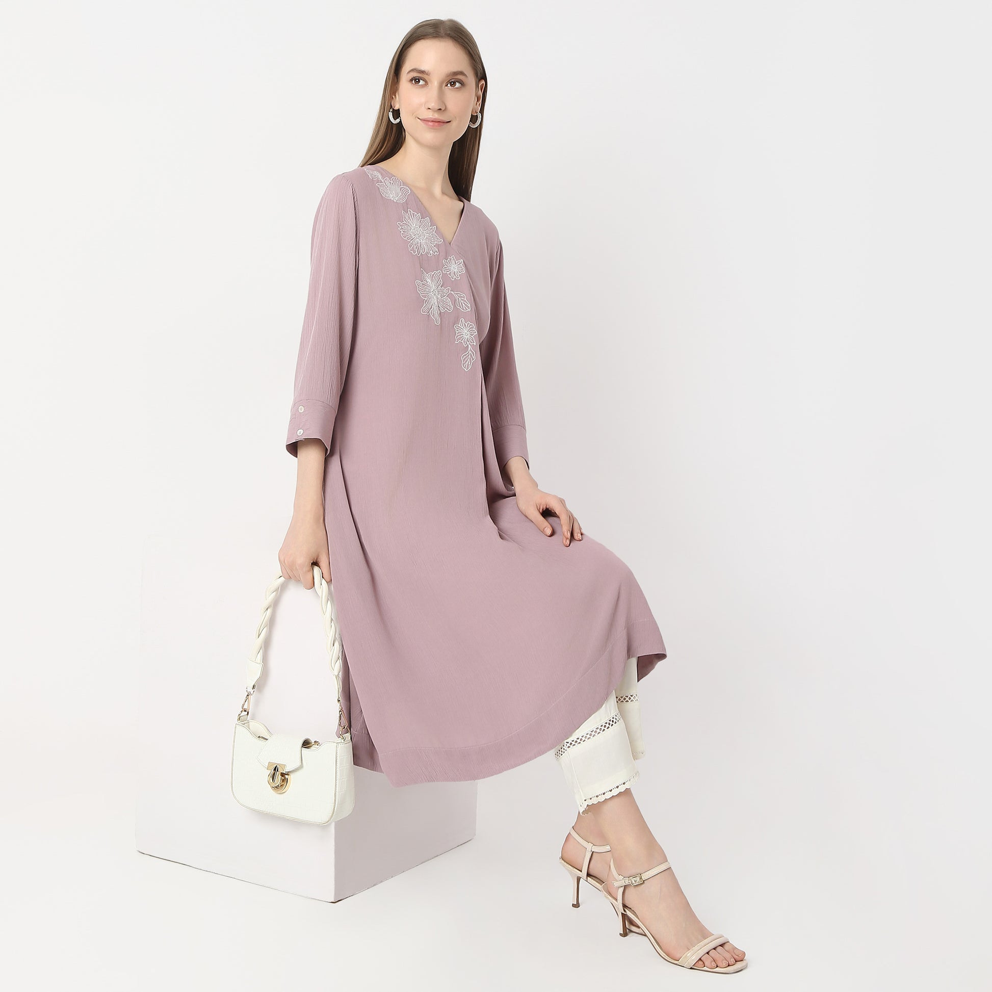 Flare Fit Embroidered Kurta