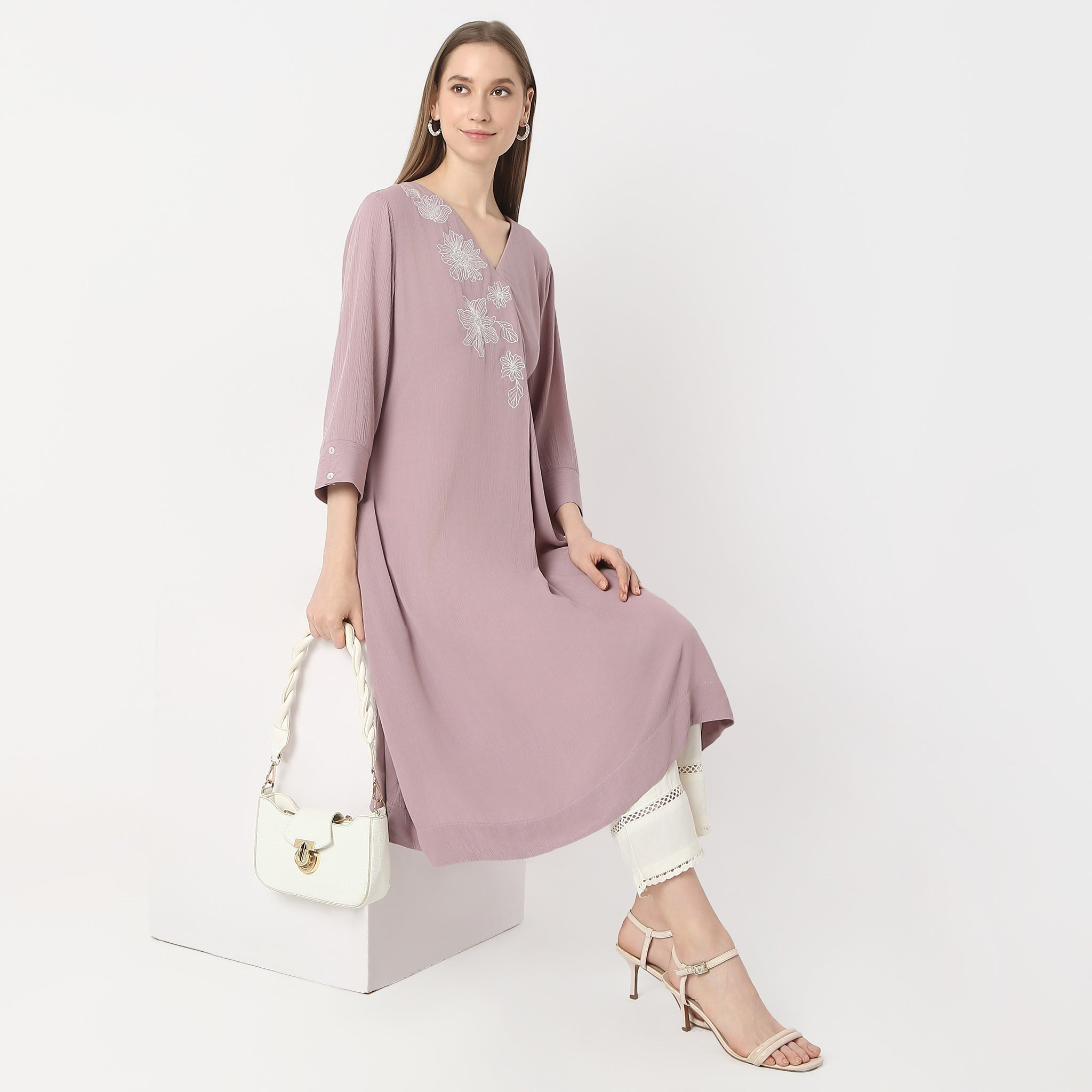 Flare Fit Embroidered Kurta