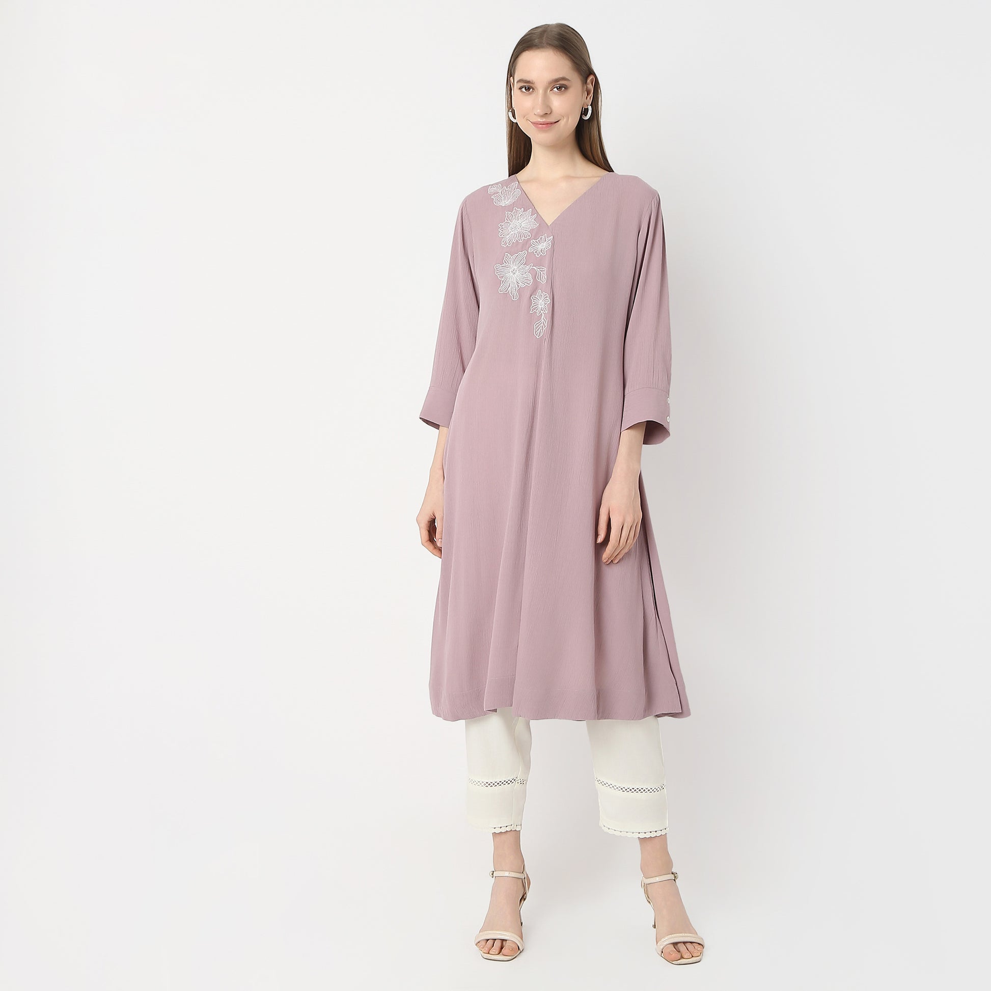 Flare Fit Embroidered Kurta