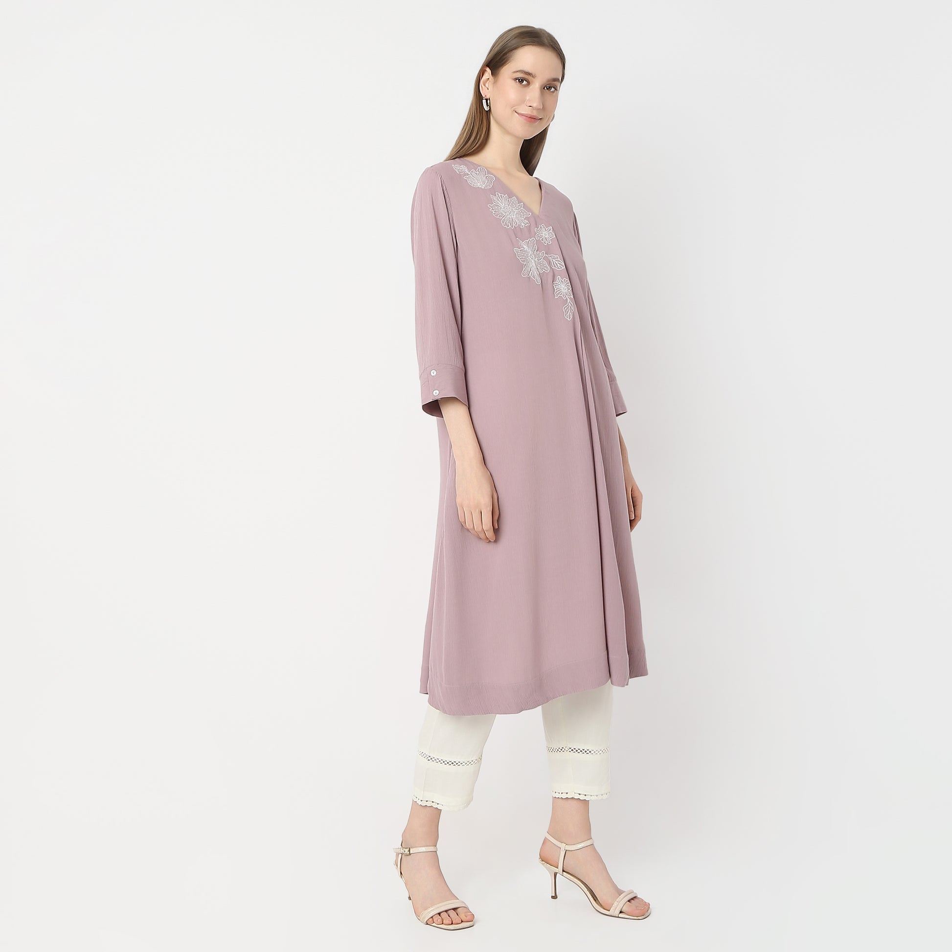 Flare Fit Embroidered Kurta