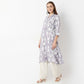 Flare Fit Printed Band Collar Kurta