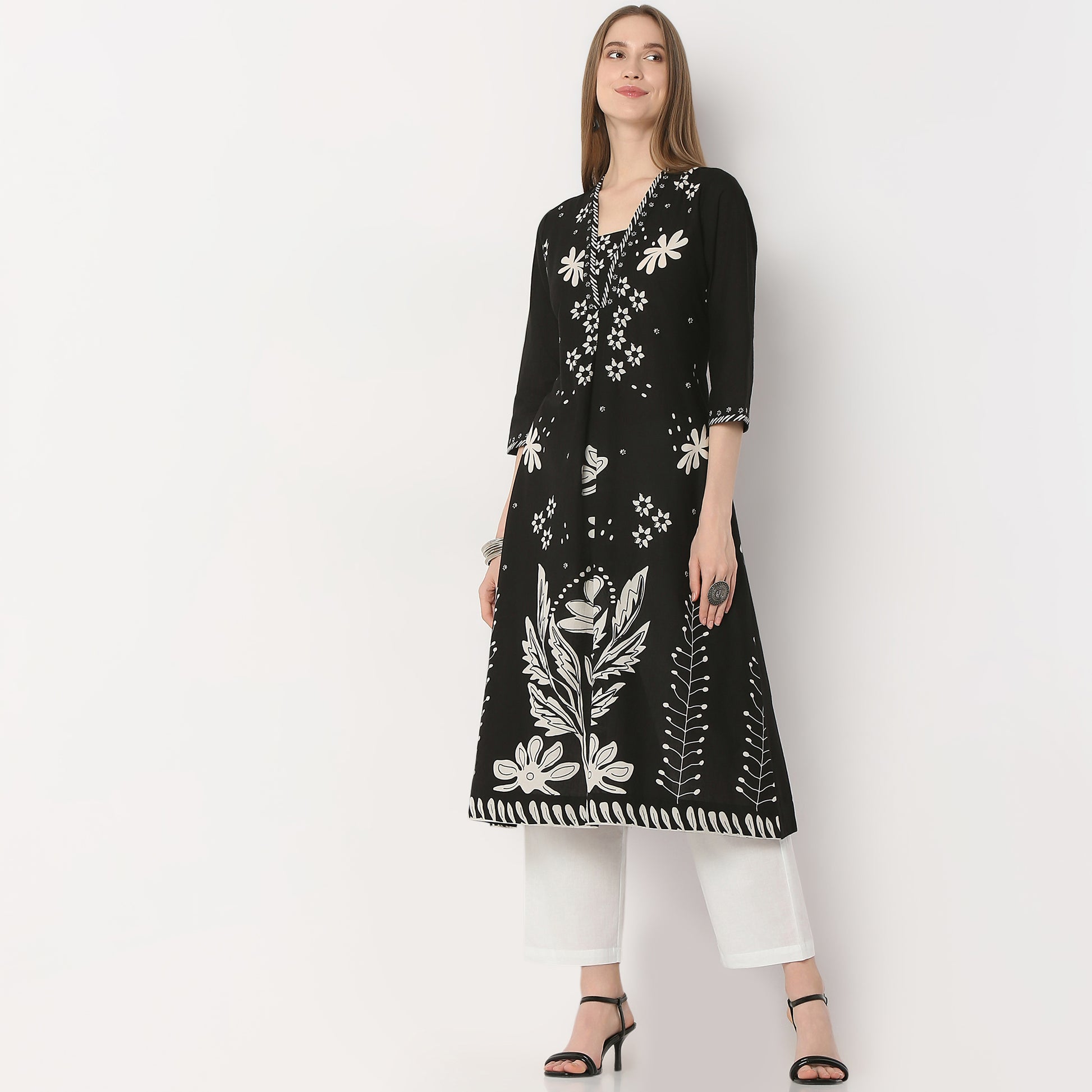Flare Fit Printed Below Knee Kurta