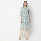 Printed Below Knee Shirt Collar Flared Kurta