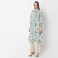 Printed Below Knee Shirt Collar Flared Kurta